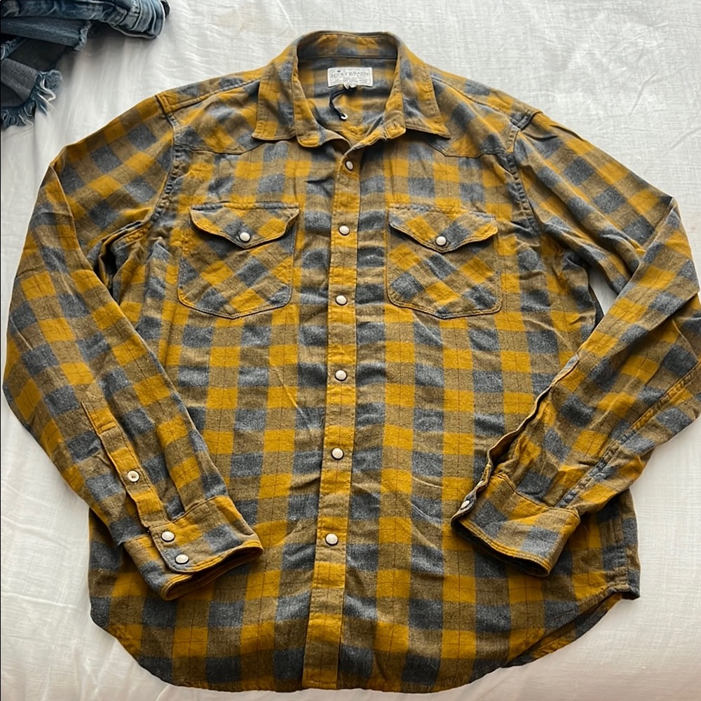 Plaid Yellow and Gray Men's Shirt lucky